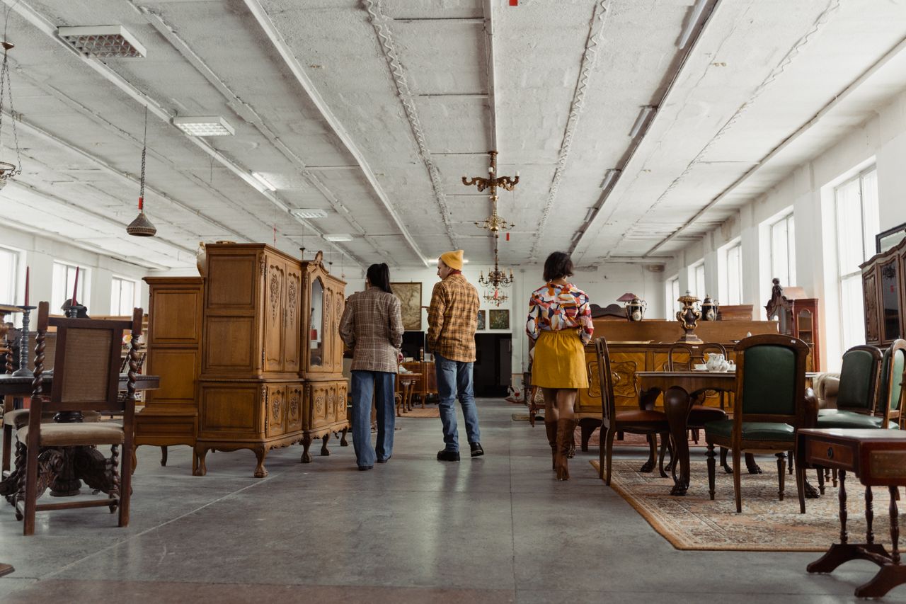 Interior of a wooden furniture store